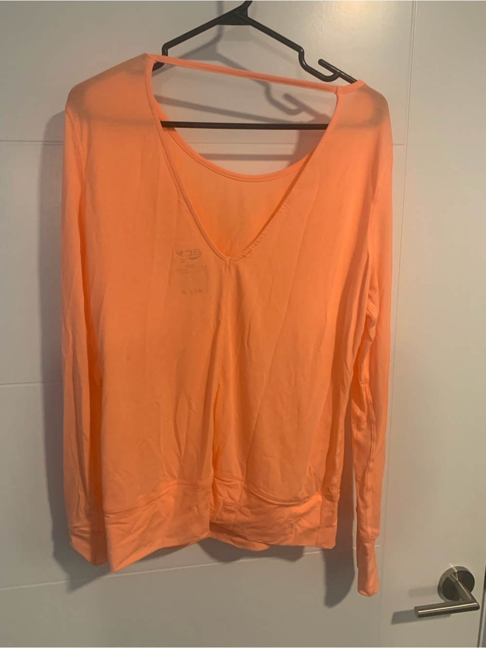 4/$20 Lightweight Women's V-Neck Long Sleeve Top - Peach Orange Paula